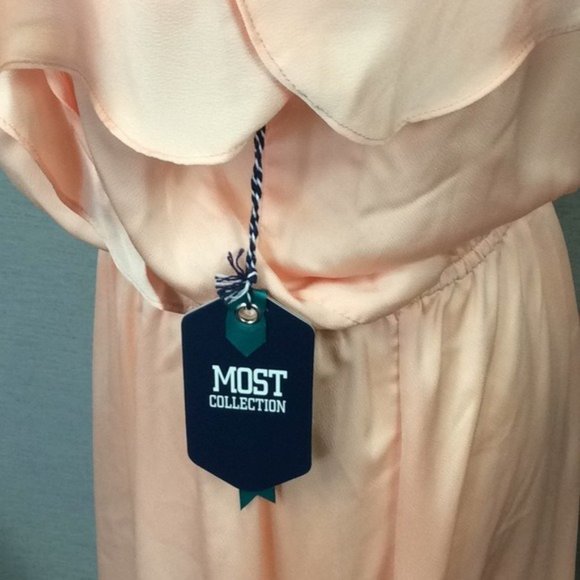 Most Collection Peach Thin Strap Ruffle Dress - Picture 5 of 5